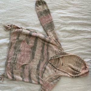 Free People Knit Hoodie - Pink Camo - XS